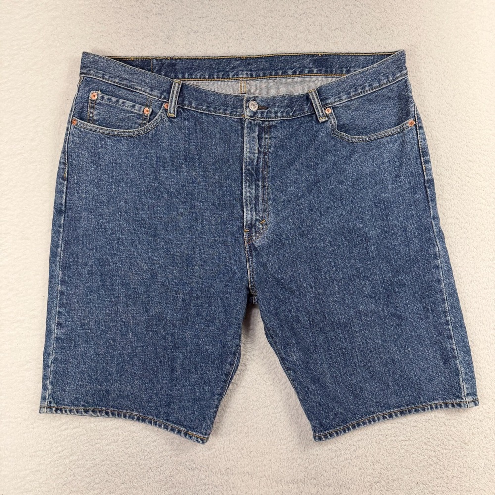 Levis 505 Jean Shorts Mens 42 Blue Regular Fit Wash Denim Bermuda 100% Cotton